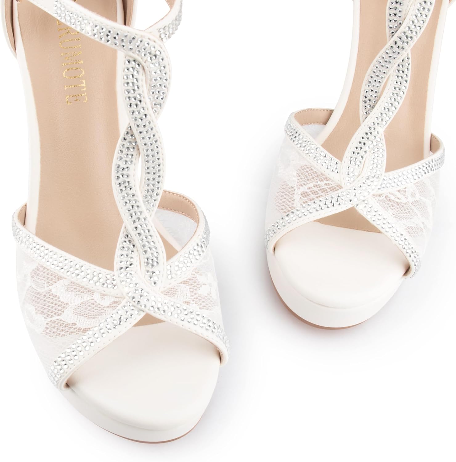 MERUMOTE Women's Peep Toe Platform 5 inch Stiletto Heels Ankle Strap Lace Heels Sexy Prom Shoes - Image 4