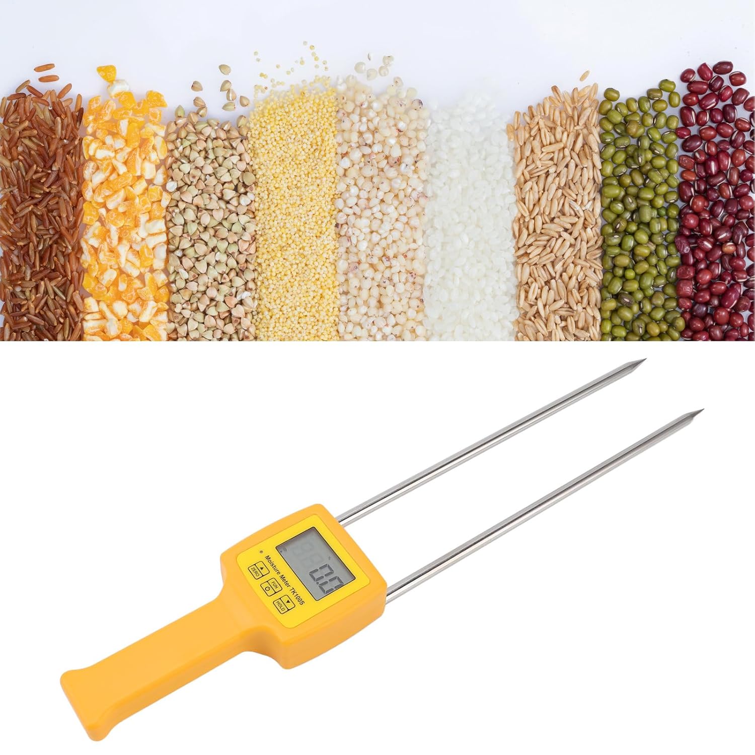 Grain Humidity Meter Portable Accurate Fast LCD Display for Wheat Rye Rice Corn Soybean Wheat, Portable Grain Humidity Measurement Tool for Storage