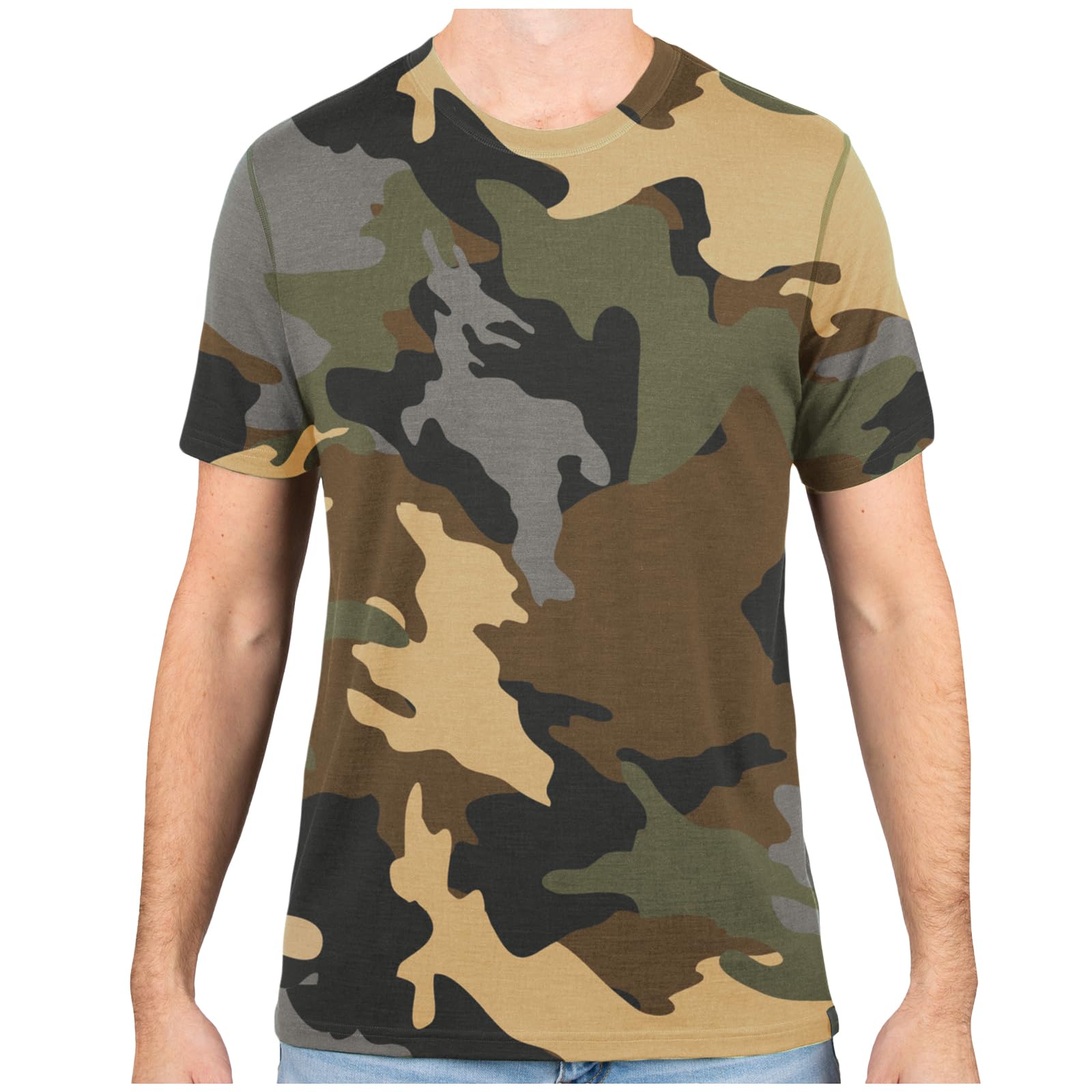 MERIWOOL Herren-T-Shirt, Merinowolle, kurzärmelig, leichte Baselayer