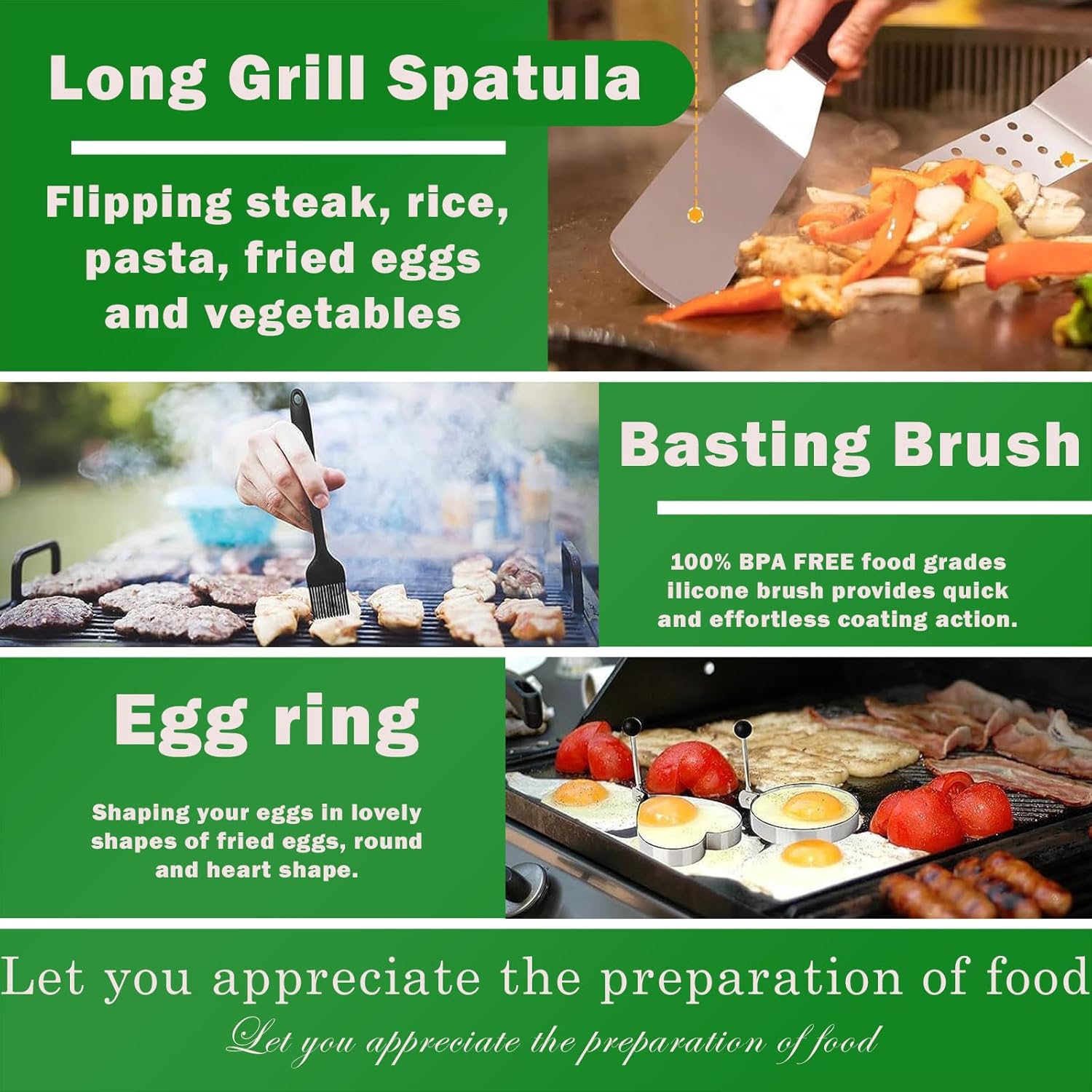 Baking Accessories Kit - 29 Piece for Blackstone and Camp Chef Includes Metal Spatula Set, Hamburger Press, Cast Iron Dome, Scraper, Tongs, Bag