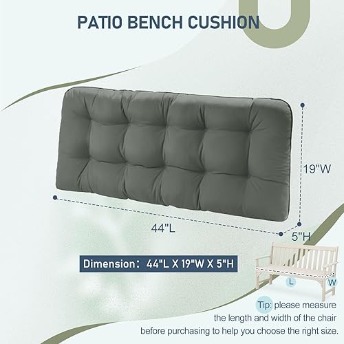 Miniatura 5 de downluxe Cojines para sillas de exteriores, cojín de banco de espuma viscoelástica en forma de U impermeable para columpio, sofá biplaza o patio, 44