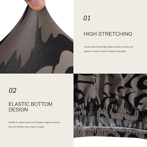Miniatura 6 de SearchI Fundas de cojín de repuesto impresas para sofá sofá, fundas elásticas con patrón elástico, lavable, protectores de muebles suave con parte