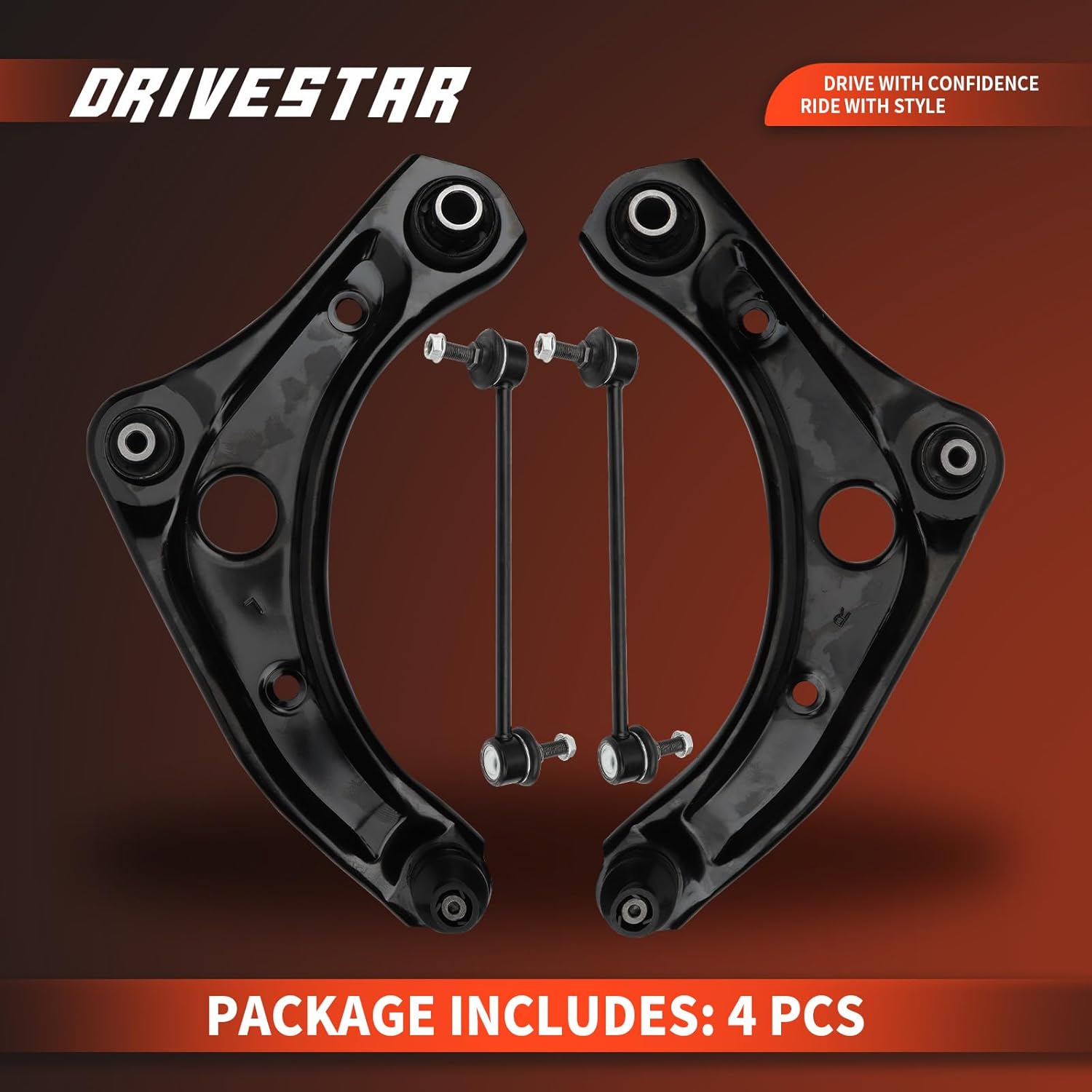 DRIVESTAR 4 PCS Front Suspension Kit, Lower Control Arm, Sway Bar Link, Compatible with 2015-2019 Nissan Micra/ 2012-2019 Versa/ 2014-2019 Note, K621576 K621577 K750098