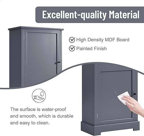 Miniatura 7 de Merax, Armario de almacenamiento alto gris con cajones y puertas, organizador de baño para dormitorio, sala de estar o cocina, estante ajustable