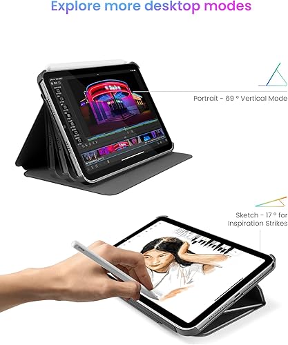 Miniatura 7 de tomtoc Smart Folio - Funda vertical para iPad Mini A17 Pro6 2021 de 8.3 pulgadas 2024, 3 capas, separable, delgada, funda protectora magnética con 4