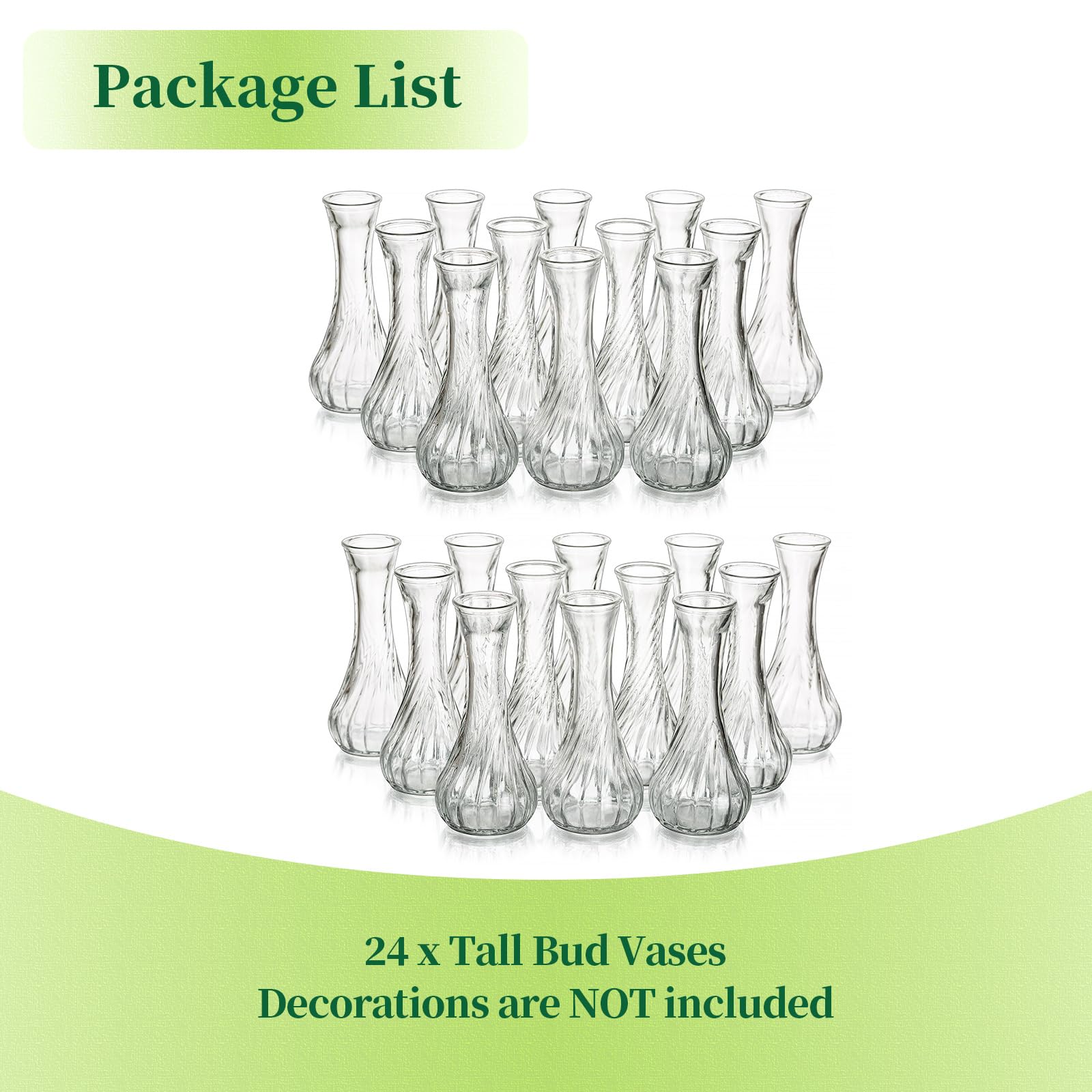 Hewory Vasen Klein Tischdeko, 24er Vasen Set Klar Glasvase für Hochzeit | 15cm Kleine Vasen für Tischdeko, Geriffelte Vase Schmal Blumenvase für Hochzeitsdeko Party Geburtstag Wedding Kommunion