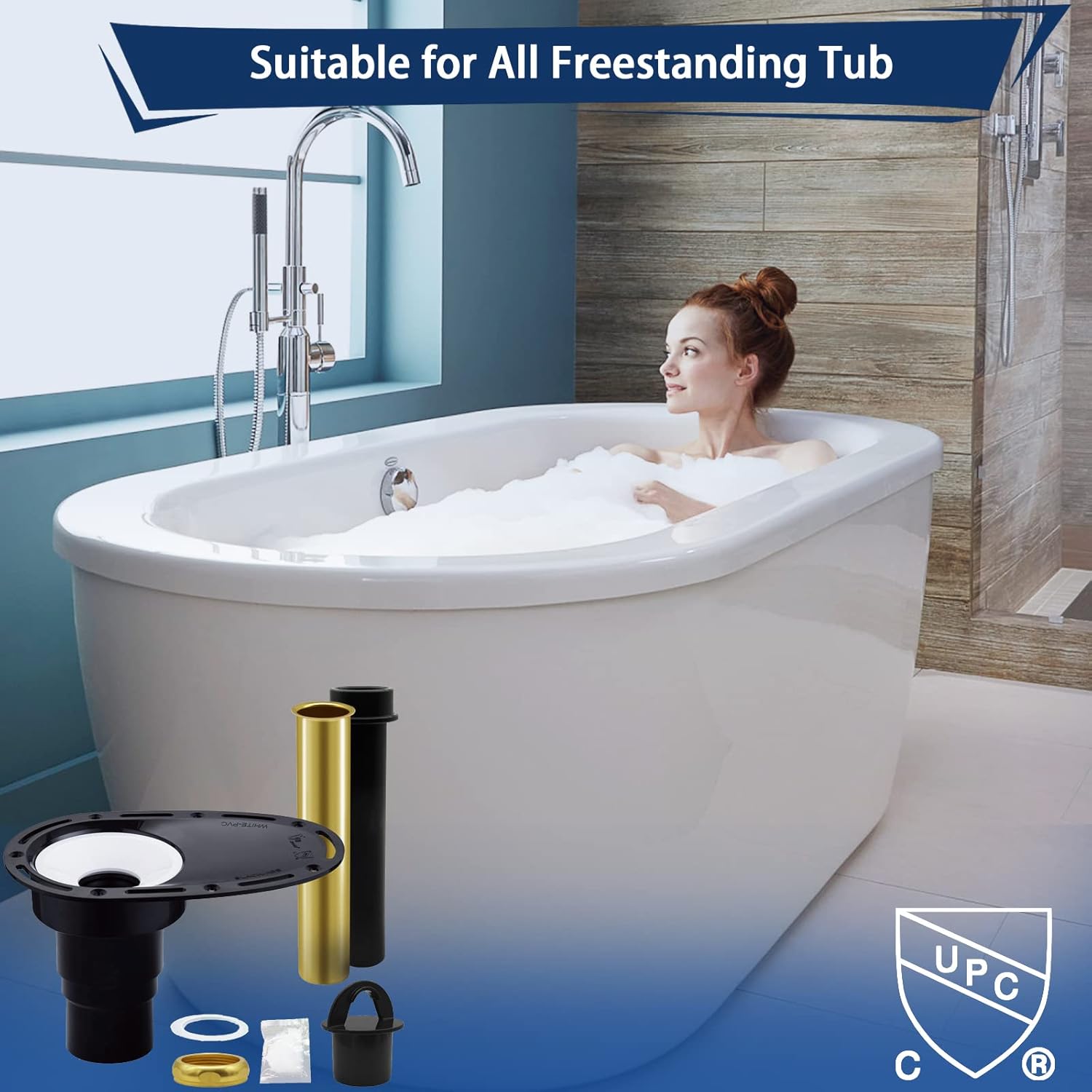 High-Quality Brass and ABS Freestanding Tub Drain Rough-in Kit