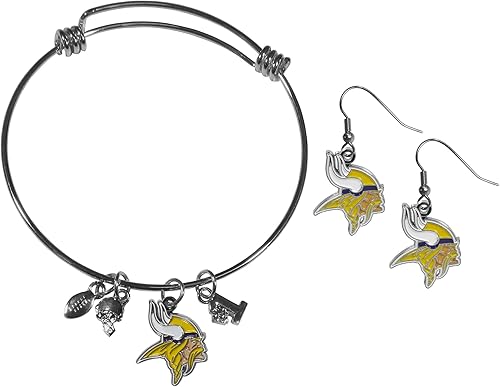 Vista 62 de Siskiyou Sports NFL womens Dangle Earrings and Charm Bangle Bracelet Set