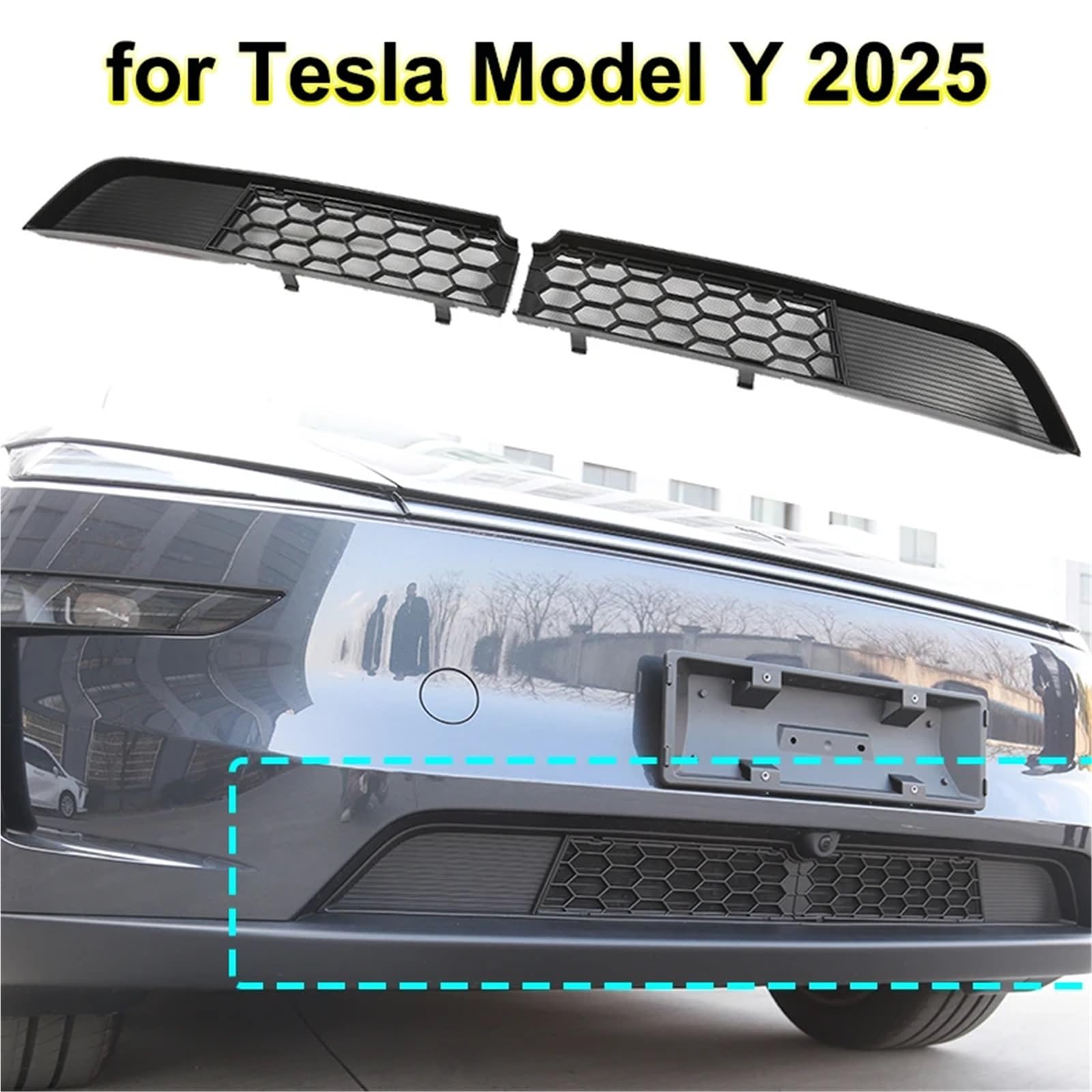 kratka chłodnicy Pasuje do Tesla Model Y Juniper 2025 Zestaw zewnętrzny Przedni dolny zderzak Wyścigowa kratka ochronna Siatka ochronna Siatka ochronna osłona chłodnicy silnika osłona