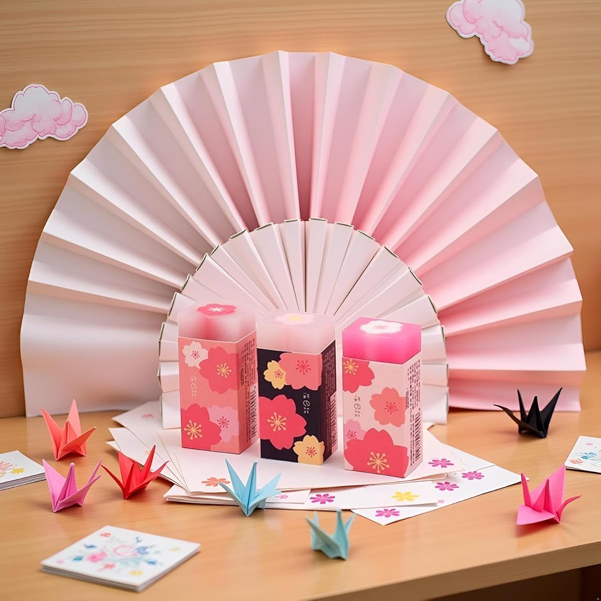 3 Piezas Borradores de Goma de Flores de Cerezo Preciosas de Color Rosa Bosquejo de Pétalos de Sakura Herramienta de Corrección de Lápiz de Pintura Suministros de Papelería para Oficina Escolar Borradores de Lápices Estándar Borradores y Productos de Corrección