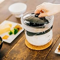 Vista 6 de HARIO XRCN-2-B - Arroz de vidrio para microondas, 1 a 2 tazas, para microondas, negro, 1 a 2 tazas, fabricado en Japón