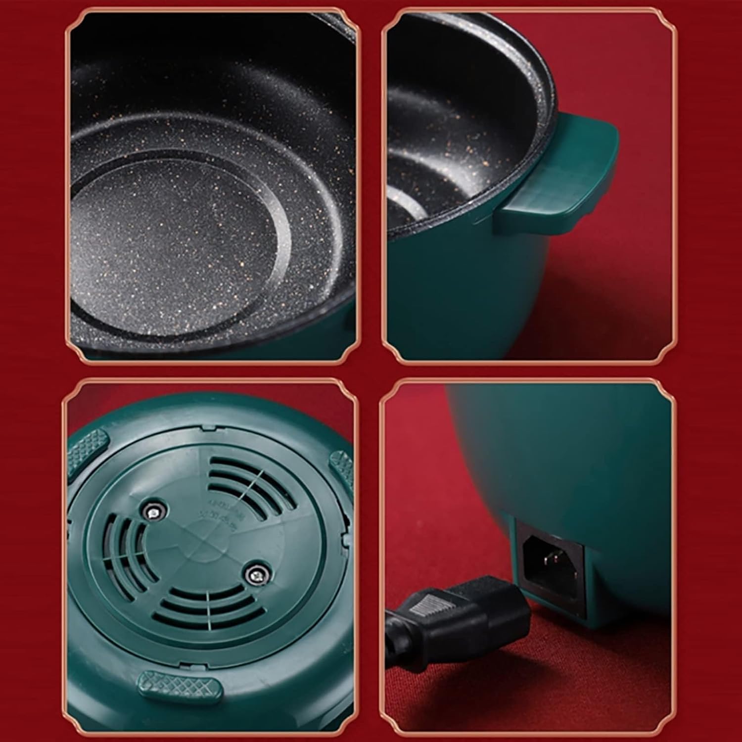 CKSEKD Rice Cooker With Steamer Basket, Rice Cooker With Steamer, Household Dormitory Multifunctional All-in-one Frying Pan/wok, Non-stick Soup Pot, For 3-5 People,28cm