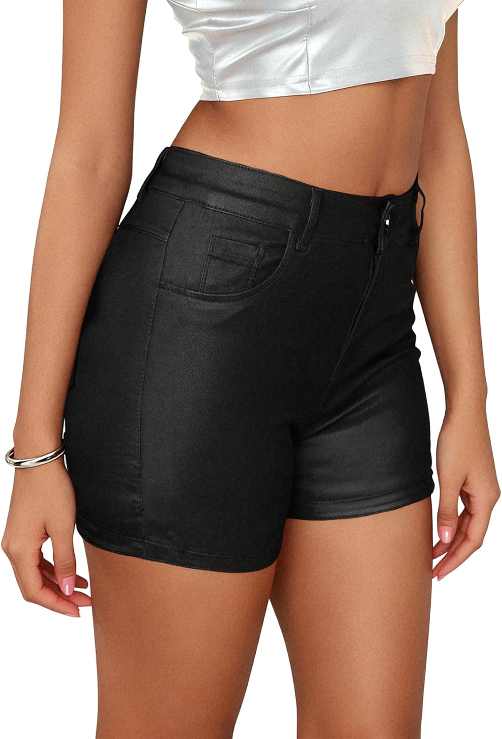 LovelyWholesale Womens Faux Leather Shorts High Waisted Sexy Summer Mini Shorts - Image 2