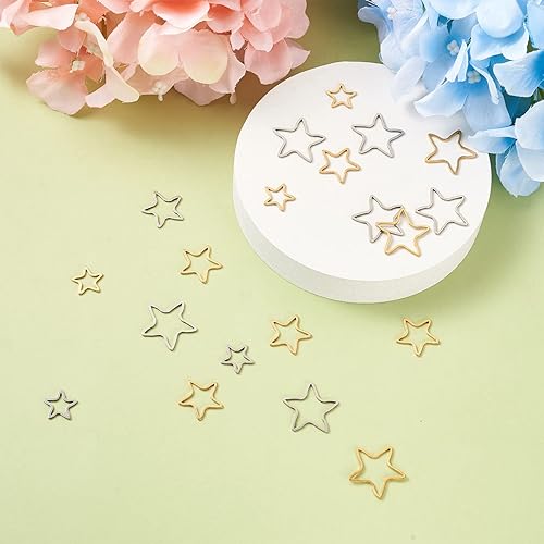 Vista 96 de FASHEWELRY Anillos de acero inoxidable 70cs con eslabones de corazón, 4 tamaños, de metal con forma de corazón, bisel abierto, conectores