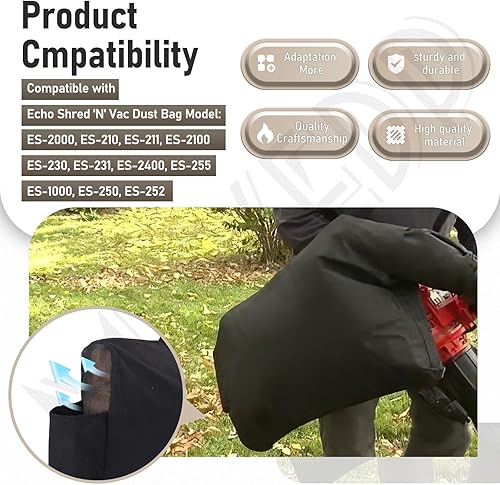 Miniatura 5 de X692000190 Soplador ES Shred N Vac Bolsa compatible con Echo Leaf Blower, se adapta a ES-210 ES-230 ES-250 ES-255 ES-1000 ES-2000 ES-2100, reemplaza