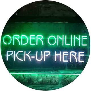 ADVPRO Order Online Pick Up Here Shop Dual Color LED Neon Sign White & Green 24 x 16 Inches st6s64-i3903-wg