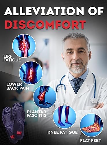 Miniatura 2 de Plantillas ortopédicas de trabajo, antifatiga, soporte de arco medio, para hombres y mujeres, para fascitis plantar, pies planos, aliviar el dolor