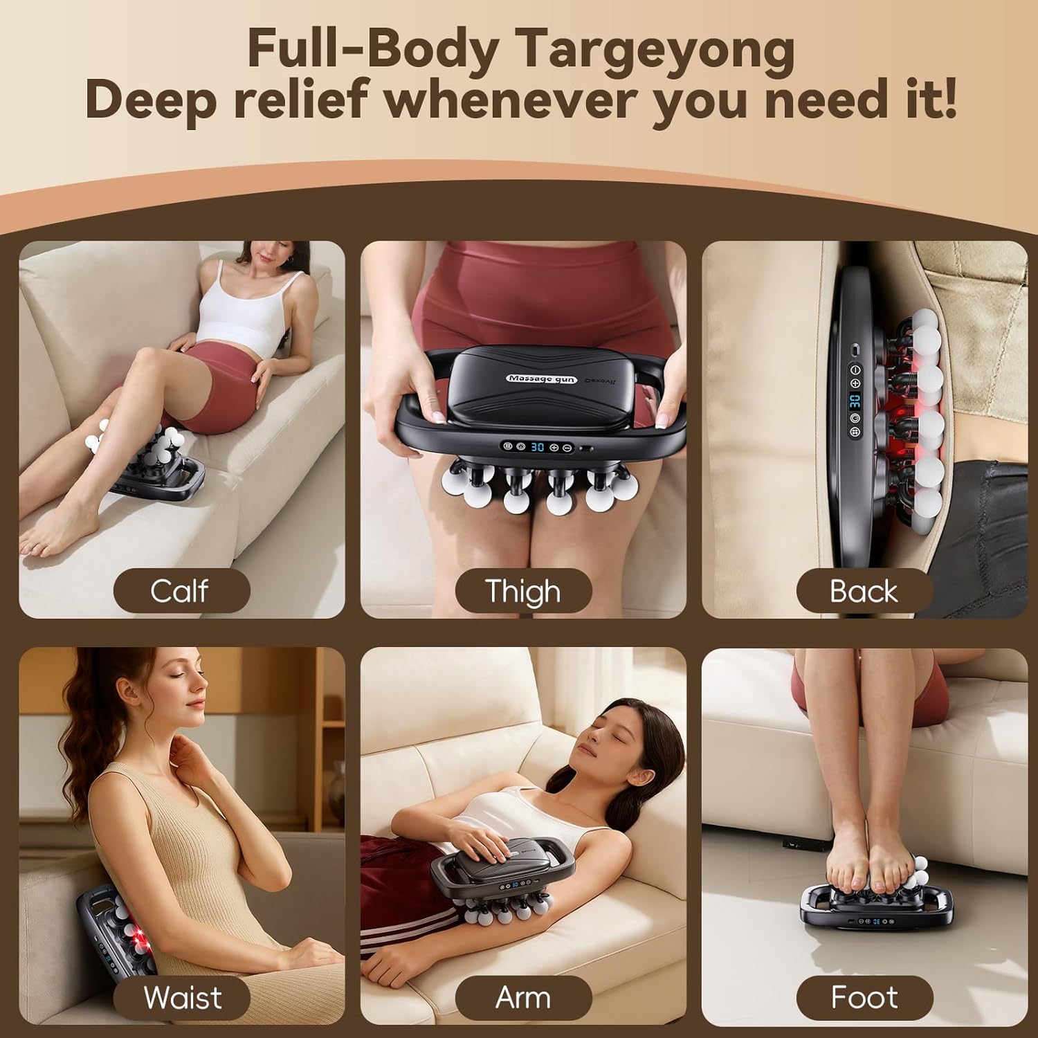 20-Head Massage Gun,2026 Upgrade Deep Tissue Percussion Massager with 3 Modes 30 Intensities, Quiet Muscle Tension Release Electric Massage Tools for Back, Shoulders, Legs - Image 7