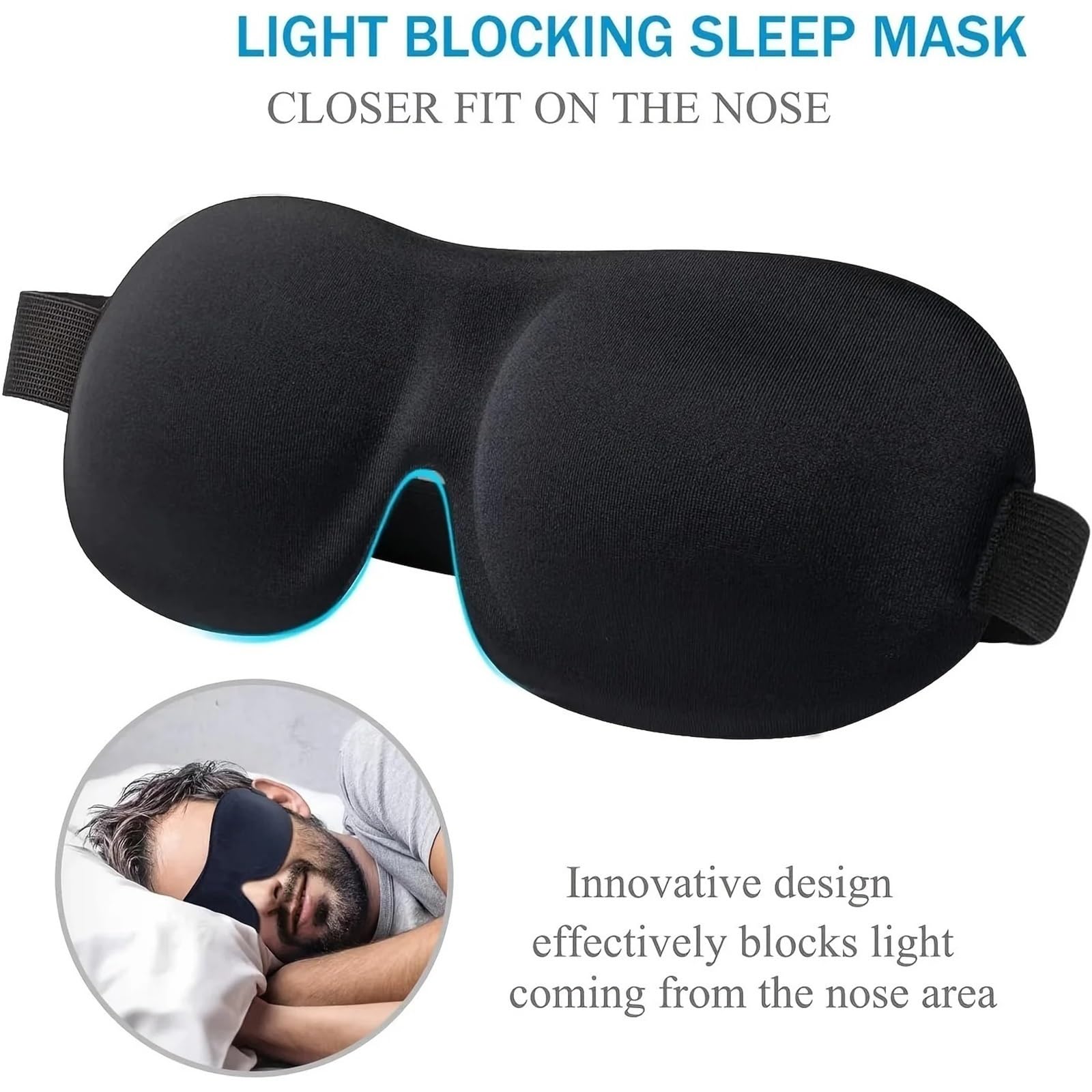 Contoured Sleep Mask Light Blocking Eye Soft Skin-Friendly Material Breathable Cover For Rest Travel Yoga(10pcs without nose black)