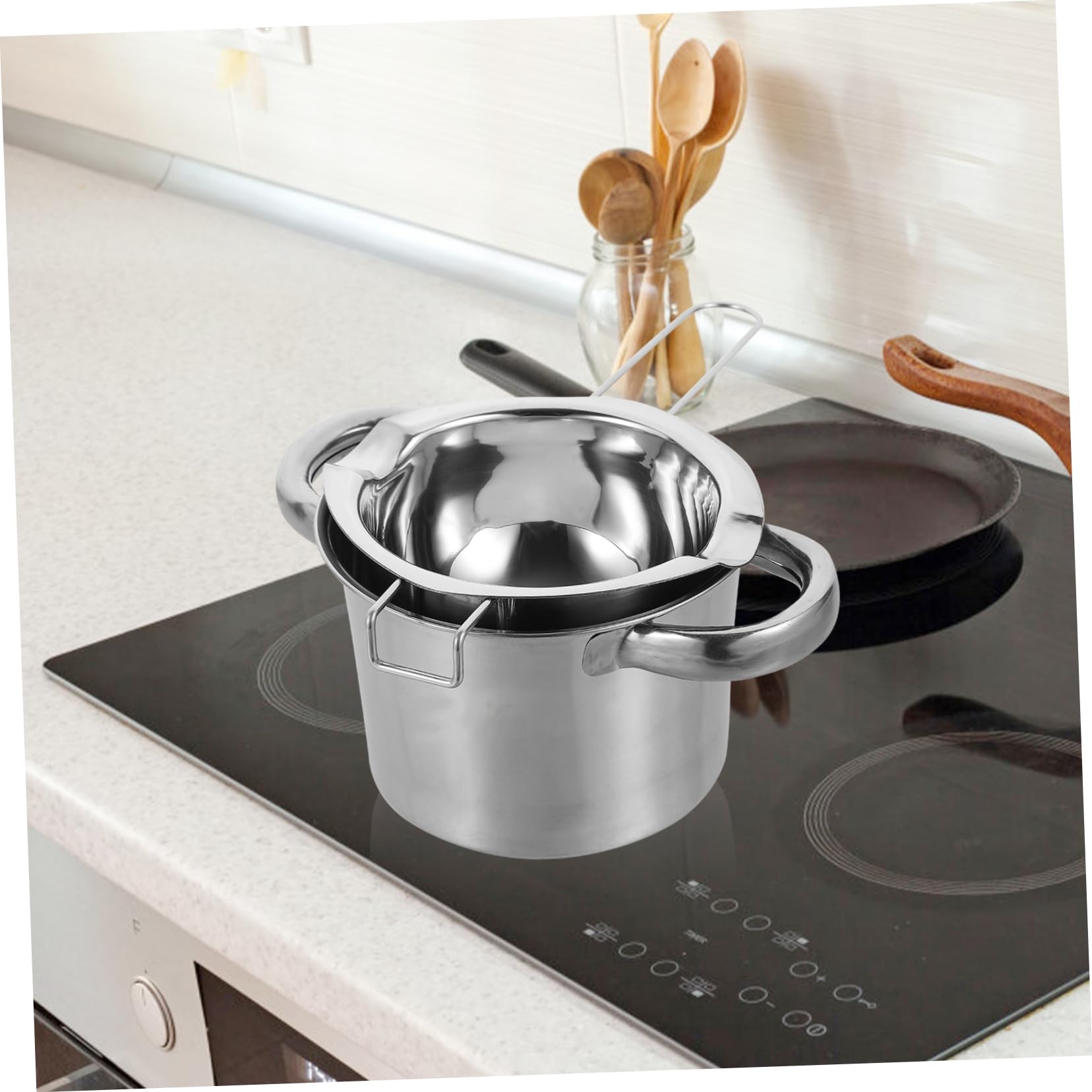 PRETYZOOM 1set Stainless Steel Chocolate Melting Pot for Cheese Butter and Candy Lightweight Double Boiler for Kitchen Use Easy to Clean and Store