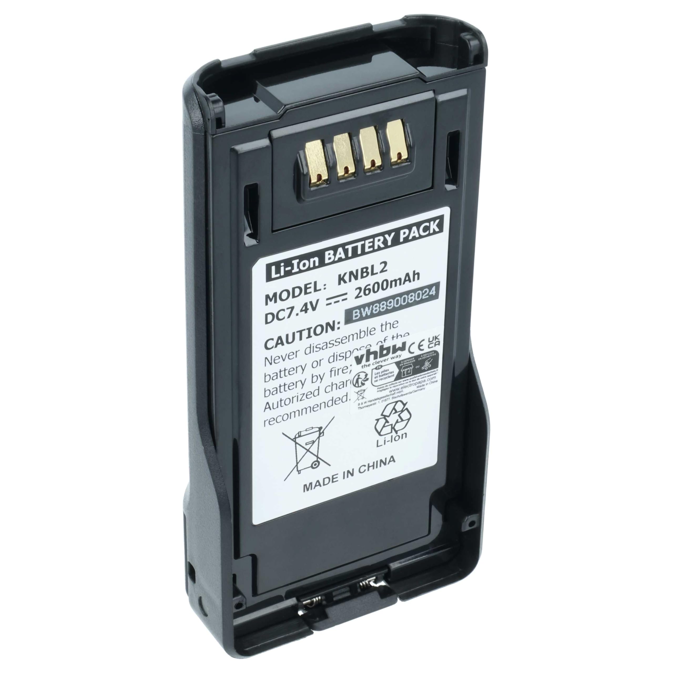 vhbw Bateria kompatybilna z Kenwood TK-5430, VP5000, VP6230, VP6330, VP5430, VP6000, VP5230, VP5330 krótkofalówka, Walkie Talkie (2600 mAh, 7,4 V, Li-Ion)