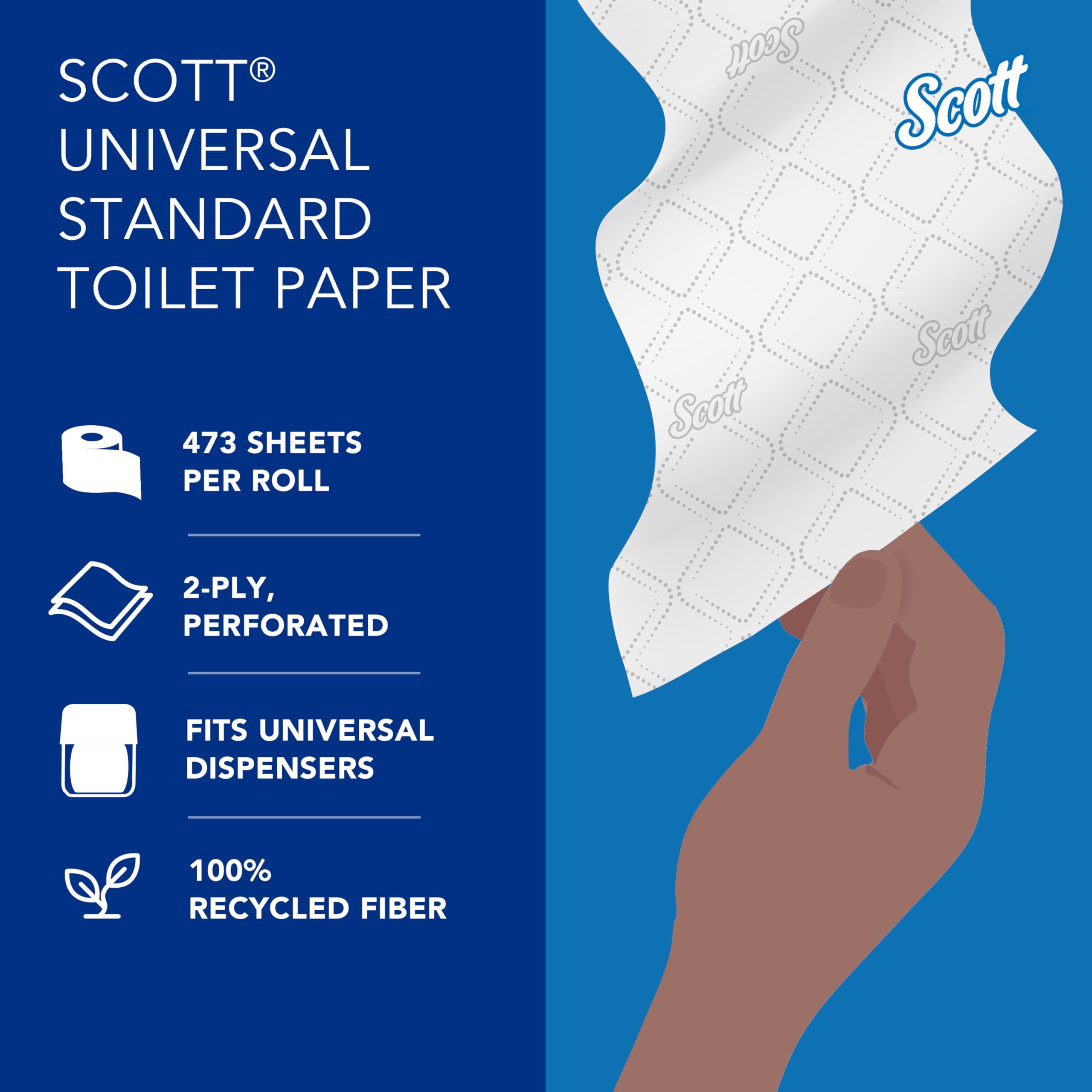 Scott Essential Professional 100% papel higiénico a granel de fibra reciclada para negocios (13217), rollos estándar de 2 capas, blanco, 80 rollos/caja, 506 hojas/rollo (el embalaje puede variar)