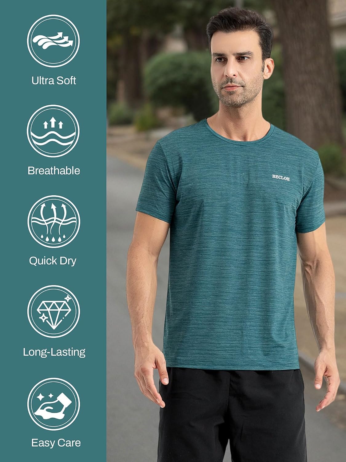 Men’s Dry-Fit T-Shirts Moisture Wicking Short Sleeve Mesh Athletic Workout Tees Crewneck Polyester Shirts - Image 2