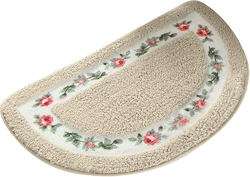 Tapete semicírculo para puerta de baño, estilo rústico semicírculo, color rosa, tapete medio redondo, antideslizante, para cocina, dormitorio,