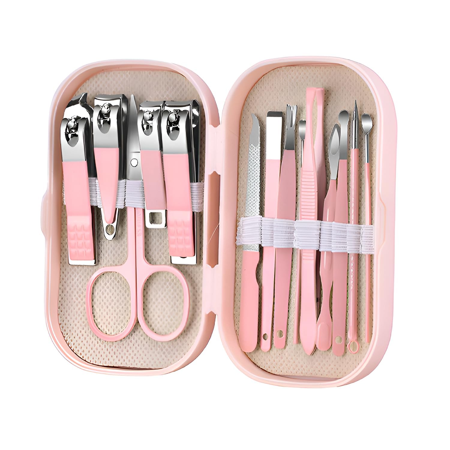 Manicure Kit 14 Pcs Set | Pedicure Tools for Feet & Hands | Nail Clipper, Nail Cutter, Filer, Beard Scissors, Tweezer & Grooming Tools | Perfect Gift Set for Women & Men (Pink)-image-16