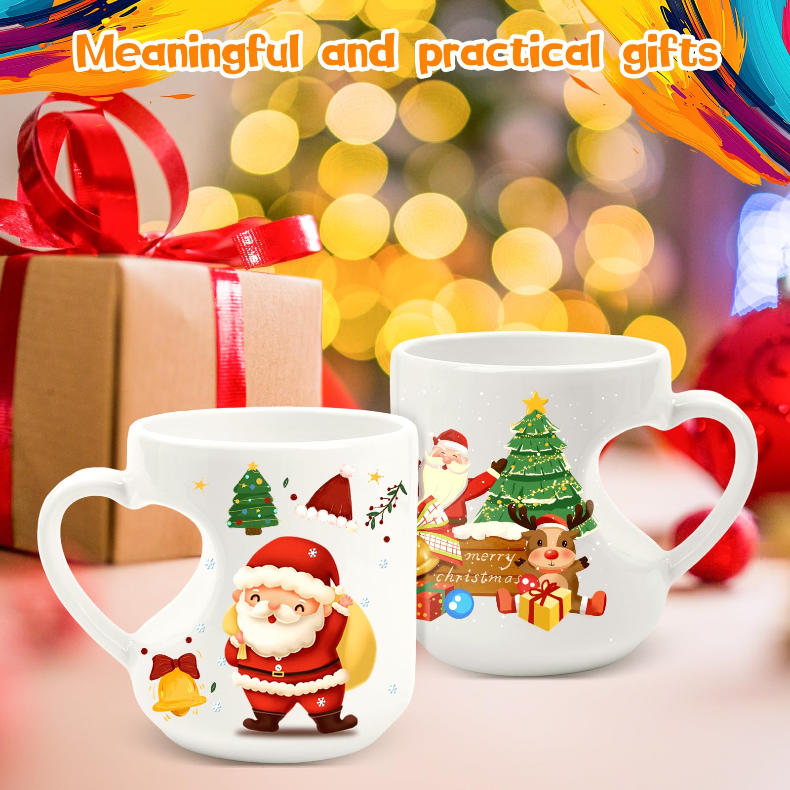 Yaunming Set di 2 tazze da pittura in ceramica, set fai da te per adulti, 2 tazze in ceramica, 12 colori senza piombo, 8 pennelli professionali, fai da te per adulti e bambini