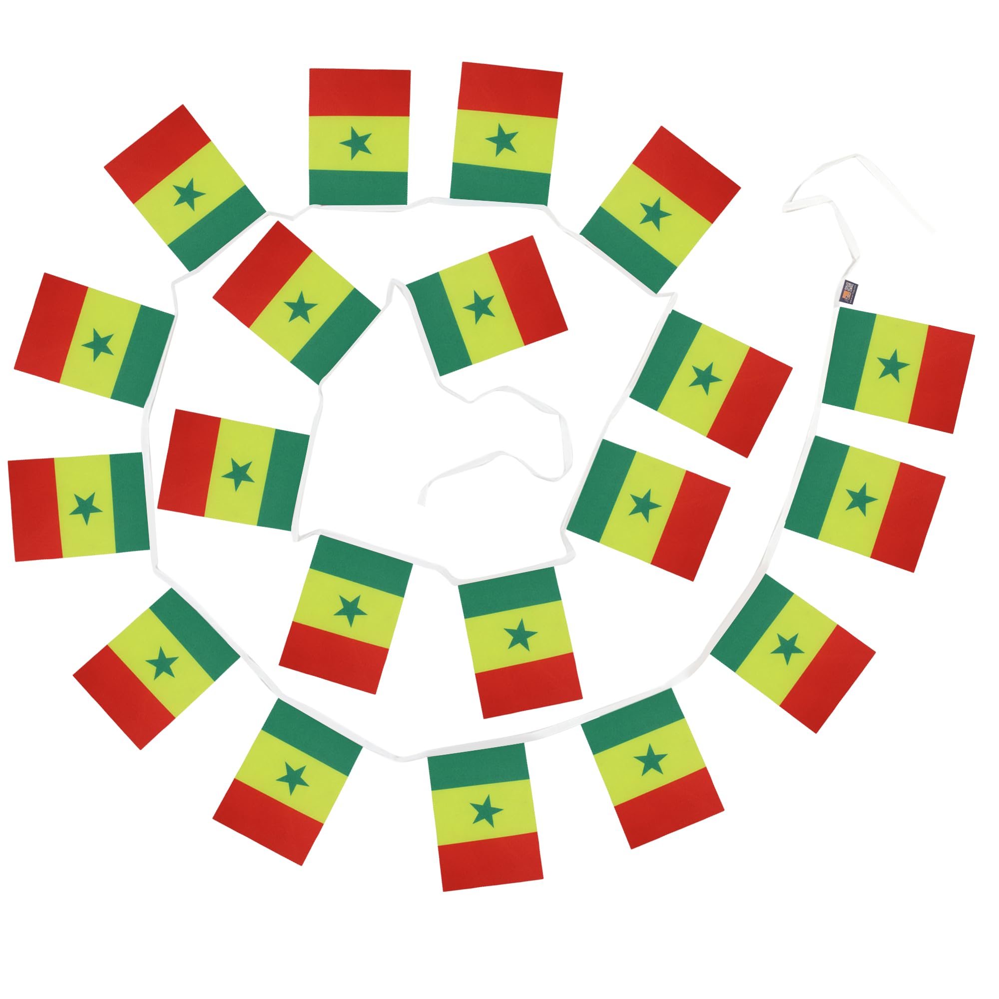 AZ FLAG Senegal Bunting Flag, 20 Ft Garland with 20 Small Senegalese Flags 8'' x 6'', 100% Polyester String Pennant, 6 meters — view 6