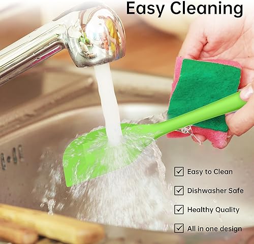 Miniatura 6 de Barsone Juego de espátulas de silicona de 5 piezas (resistente al calor, 446 F, grado alimenticio, sin BPA, antiadherente, apto para lavavajillas,