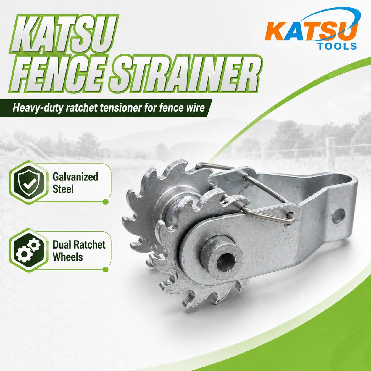 KATSU 10X Tendeur de fil de clôture électrique, Tendeur à Cliquet de Clôture en Ligne Robuste de Alliage d'Aluminium, Crépine de fil de Clôture pour Bétail Ferme Jardin 667212