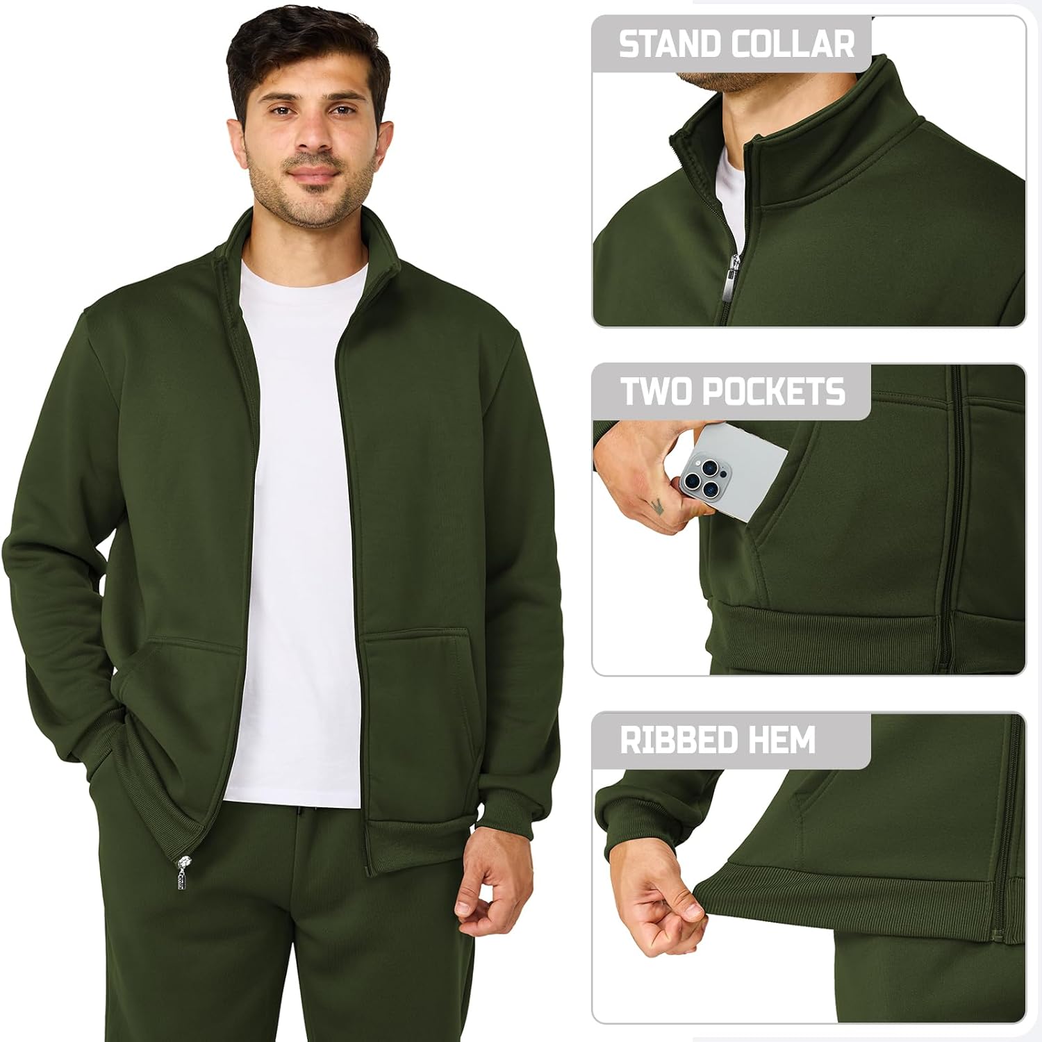 Men's Tracksuits Casual Sweatsuit 2 Piece Full Zip Sweatshirt and Sweatpants Set Athletic Jogging Suit - Image 5