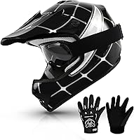 Vista 9 de TCMT Casco de motocross para jóvenes, certificado por DOT, casco de motocross ATV de cara completa para niños con gafas, guantes y bolsa para casco