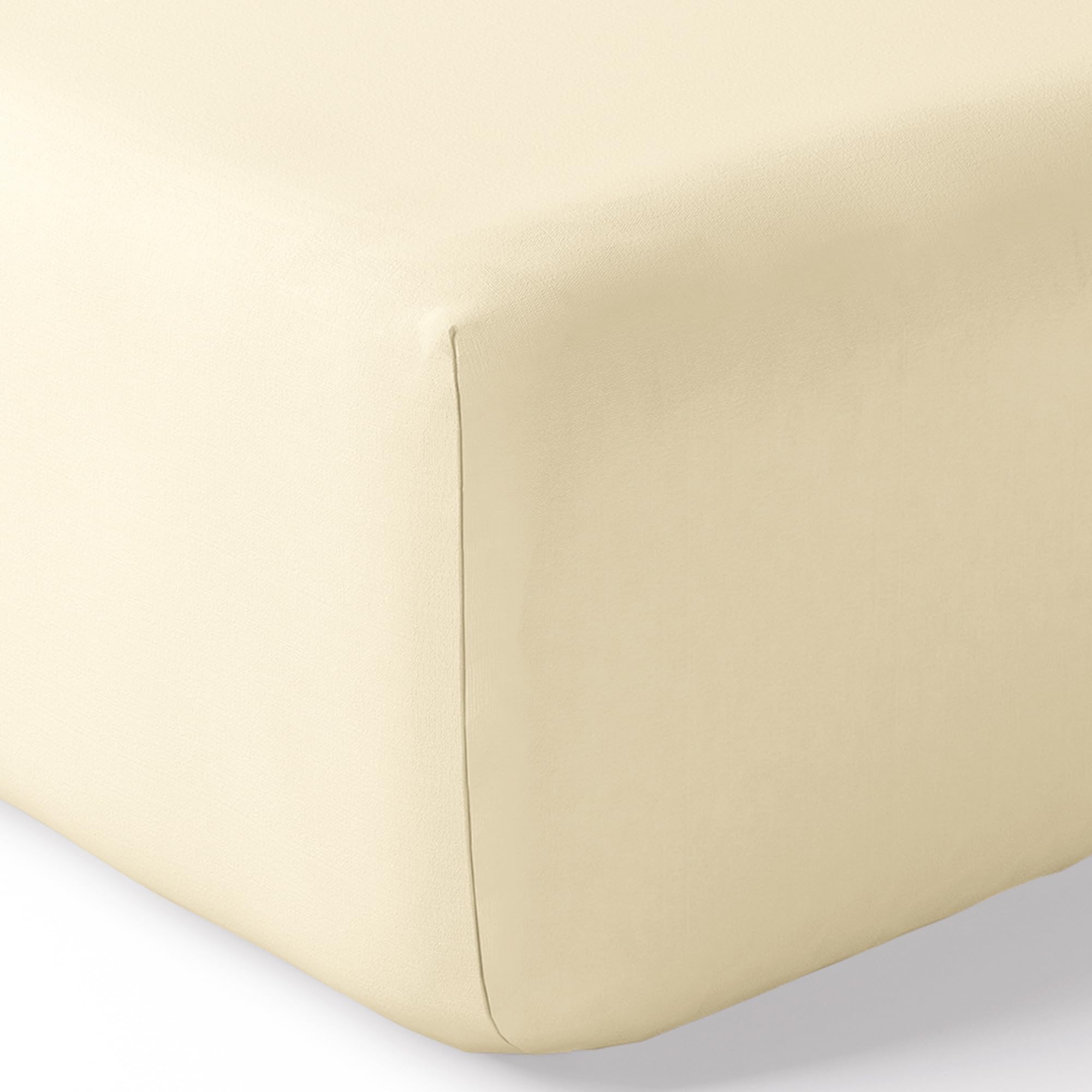 Drap housse percale 140x190 ivoire grand bonnet 35 cm Julian pur coton