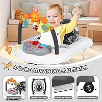 Vista 3 de Andador para bebé, Andadores para bebé 5 en 1 para niños y niñas de 6 a 12 meses, Andadores plegables para bebés con rebotador y bandeja