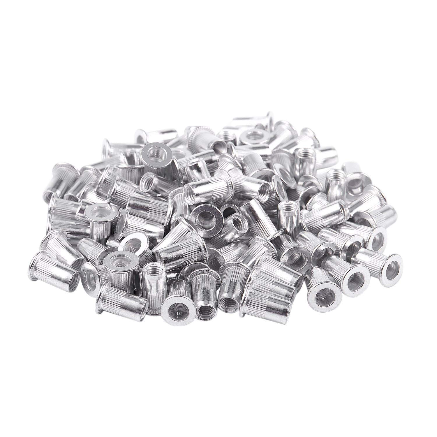 Littimoon M5 Aluminium Threaded Rivnuts Flat Head Rivet Nuts Nutserts 100pcs