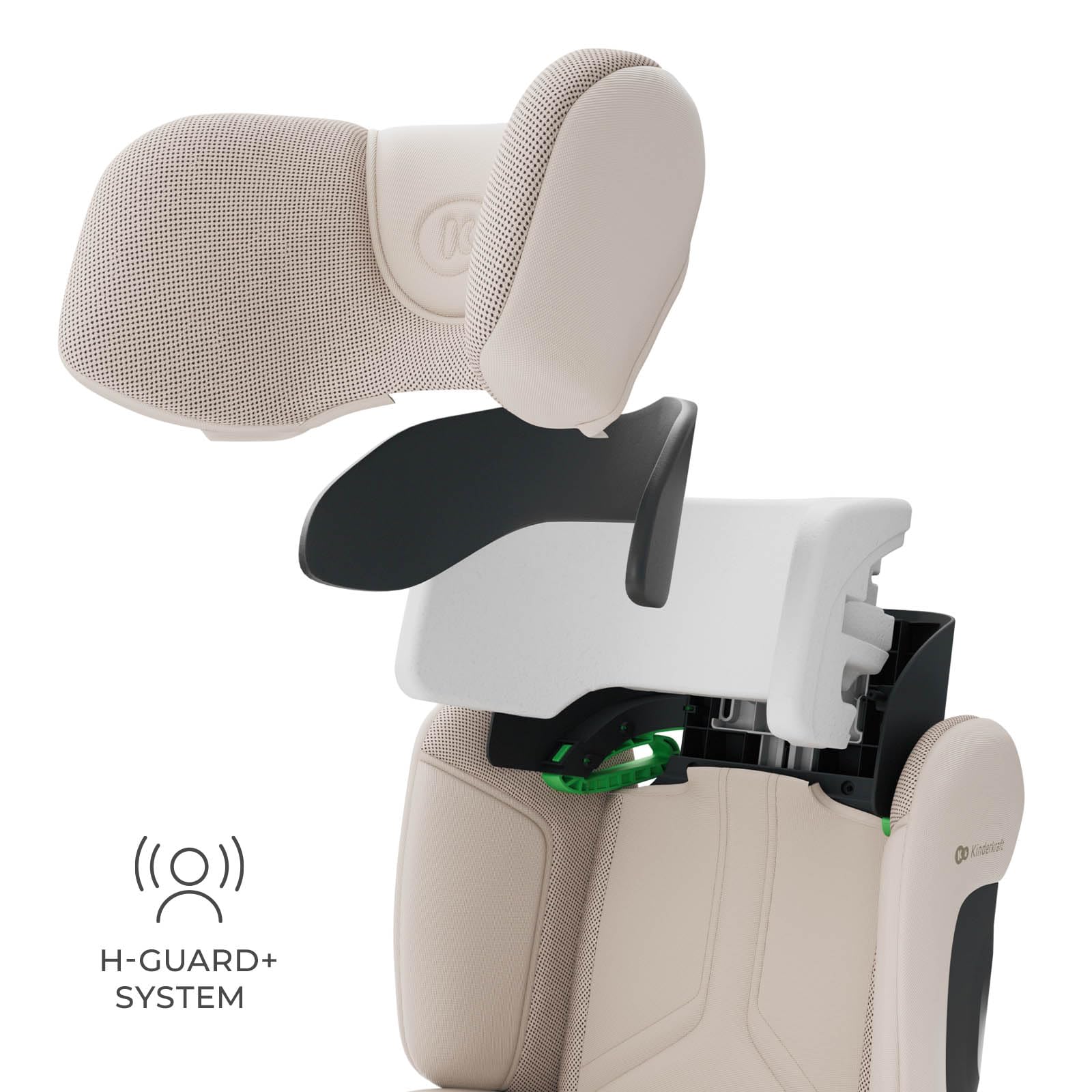 Kinderkraft XPAND 2 PRO i-Size Kindersitz 100–150 cm, mit ISOFIX oder Fahrzeuggurt, höhen- und breitenverstellbar (DUO EXPAND), H-GUARD+ Kopfstütze, SPS Seitenaufprallschutz, faltbar, Beige