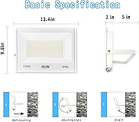 Vista 3 de Luz de inundación LED de 150 W IP66 impermeable súper brillante, 13,000 lm 6500 K, luz diurna blanca para exteriores, para garaje, parques