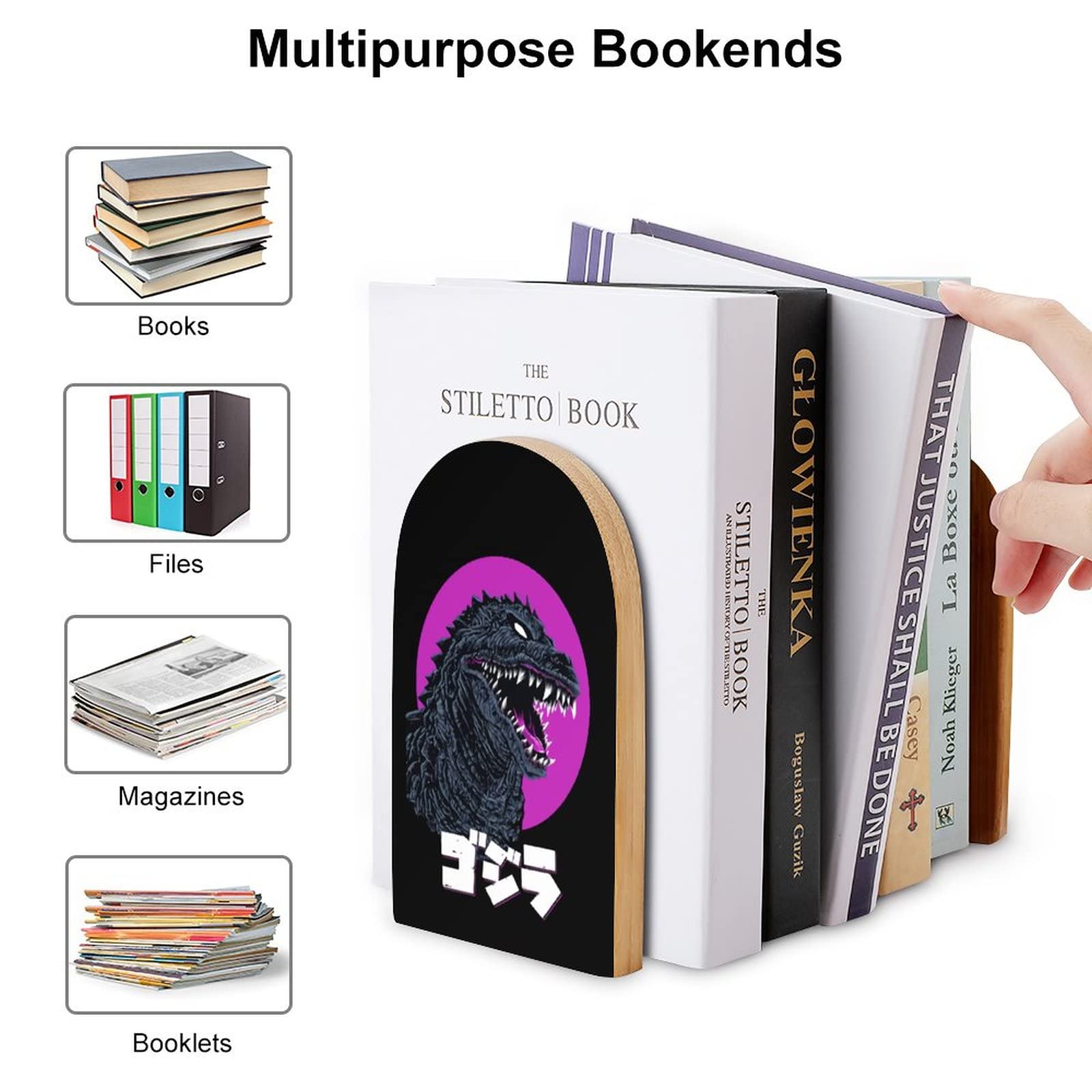 Amazon.co.jp: ゴジラ ブックエンド 2個セット 図書館 本仕切り 本棚