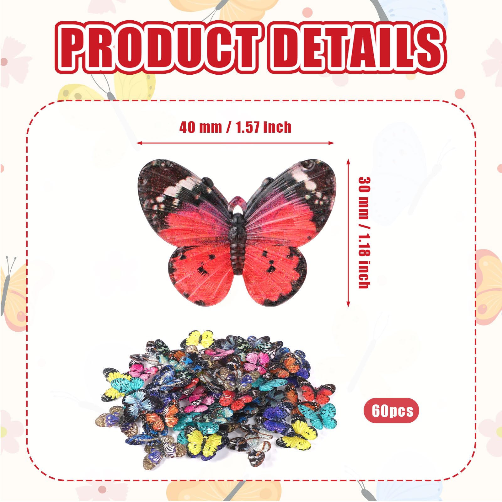 Hebterrka 108 Mini Farfalle In Resina In Miniatura – Decorazioni Colorate Per Diorami, Case Delle Bambole, Giardini Fatati E Artigianato Creativo