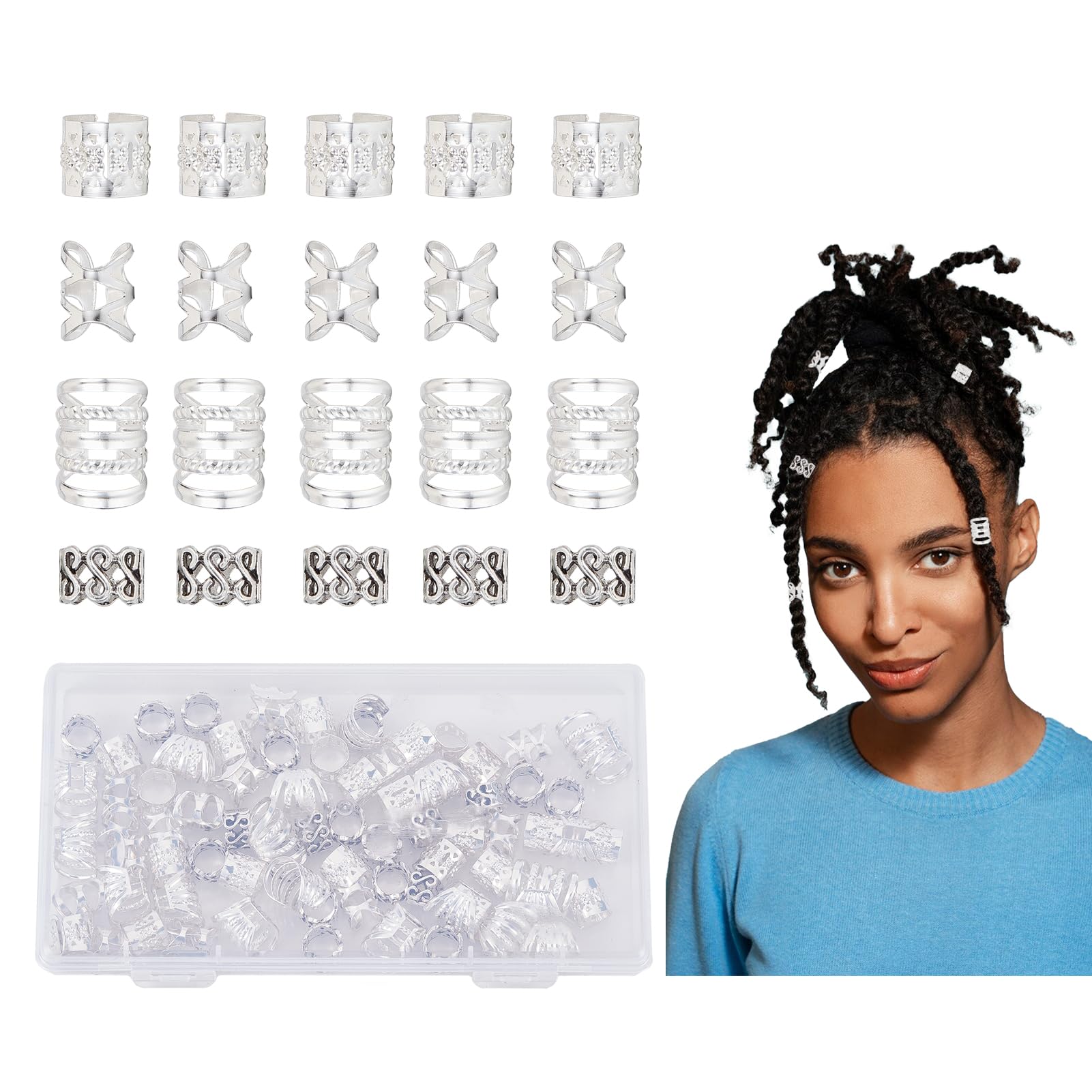 NICENEEDED 80 Pcs Dreadlocks Beads