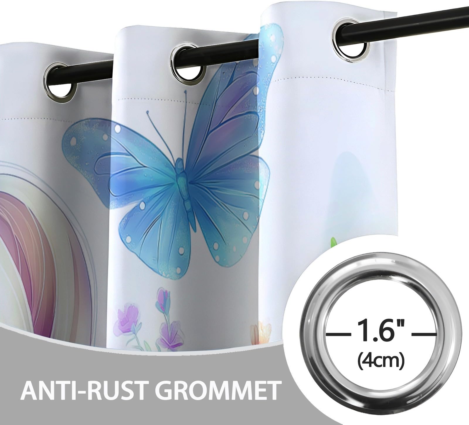 Rideau Occultant Thermique Isolant Anti Froid à Oeillets 183 x 214 cm Licorne Animal De Dessin Animé Anti Bruit Décoration de Rideau pour Chambre Salon, Couleur