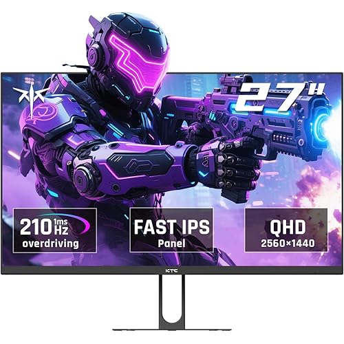 KTC 27 Inch QHD Gaming Monitor, 2K 200Hz Up to 210Hz 1ms Fast IPS Computer Monitor, HDR400, 1440P with Adaptive Sync, Built-in Speakers, HDMI Displayport, Tilt Adjustment, VESA Compatible