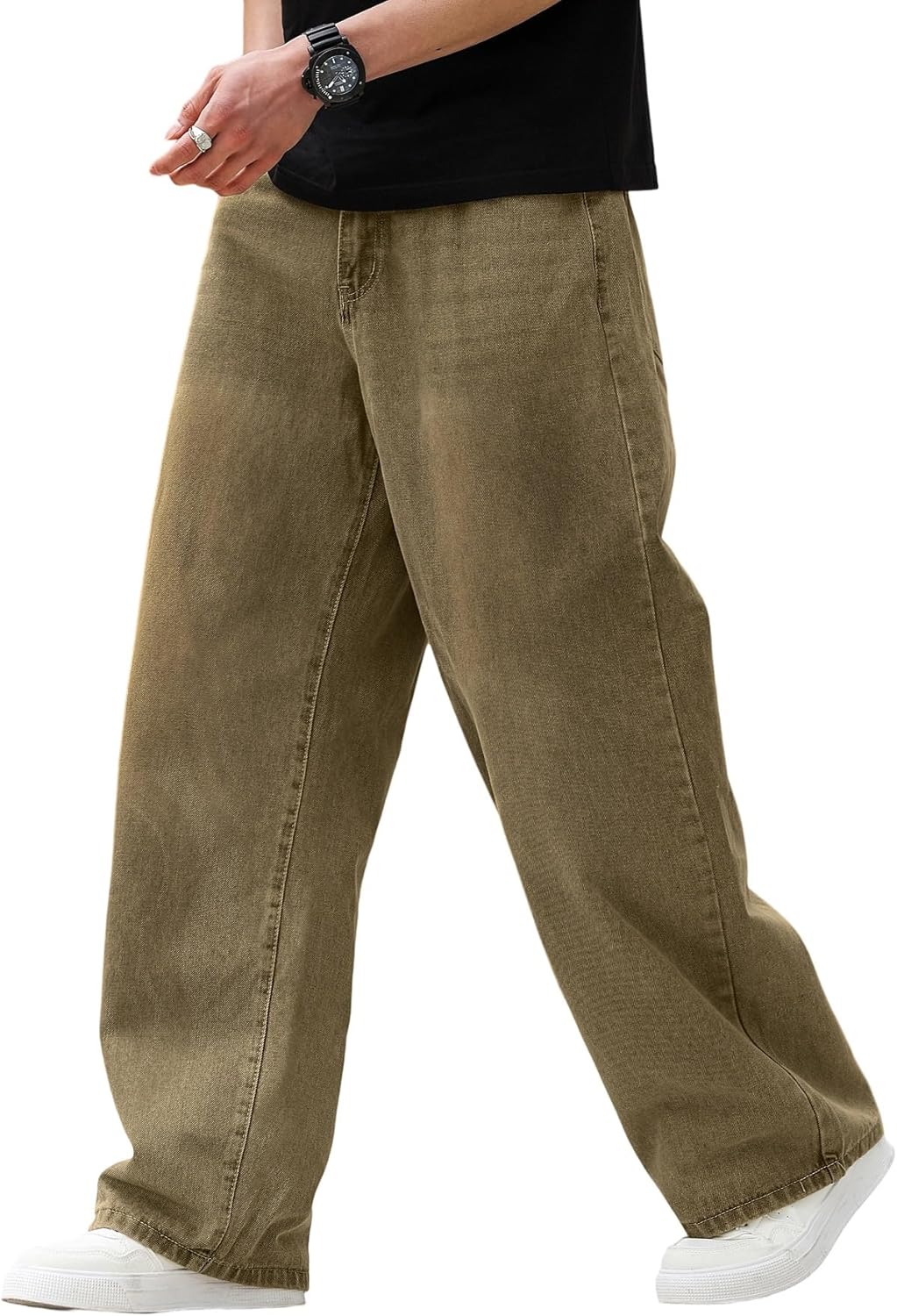 Men's Baggy Hip Hop Jeans Wide Leg Skater Denim Pants Casual Loose Fit Long Trouser...