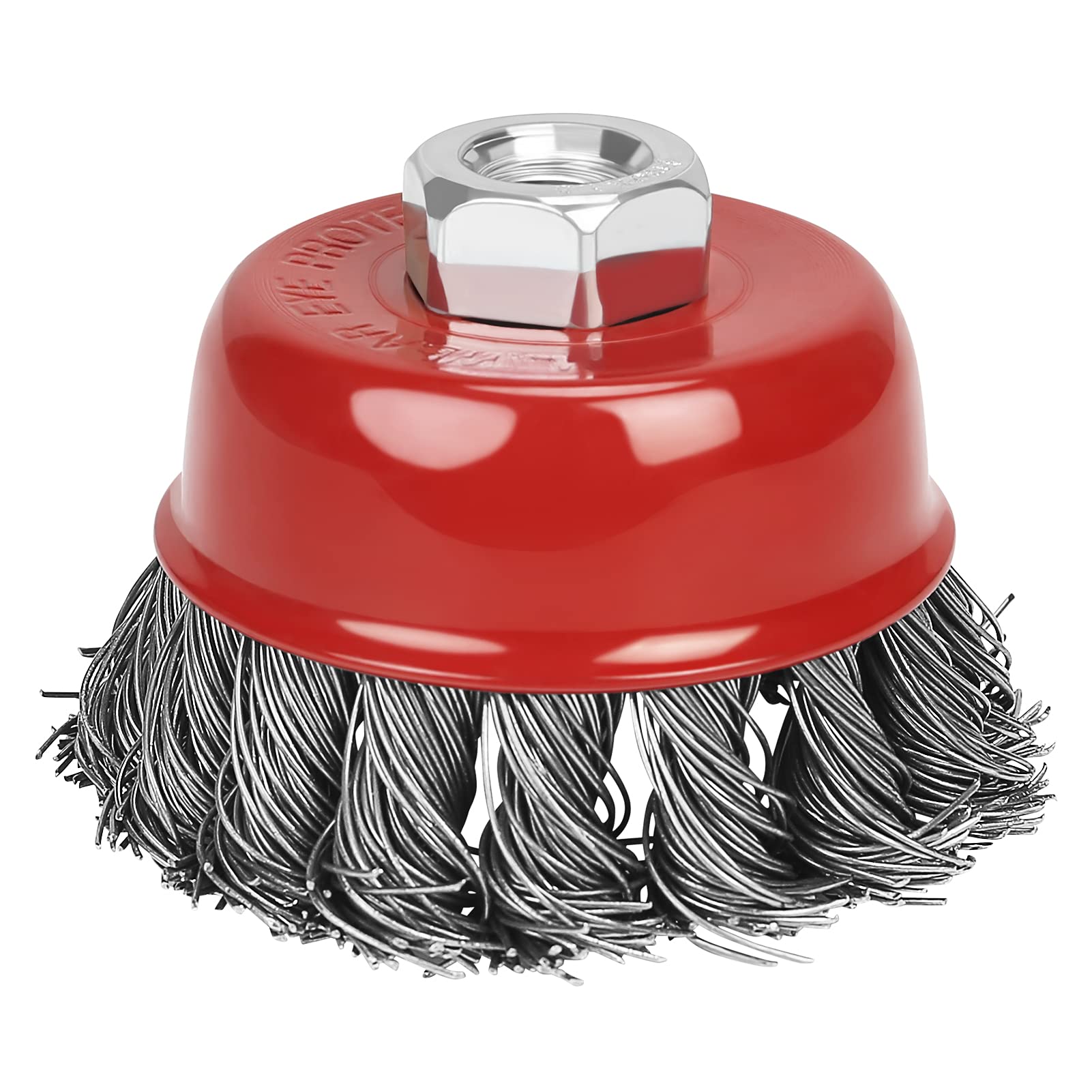 WFCC 65mm Rotary Steel Wire Brush, Crimp Bevel Wheel Cup Brush, Twist Knot Brush for M14 Thread Angle Grinder Remove Paint Scale Rust Deburring