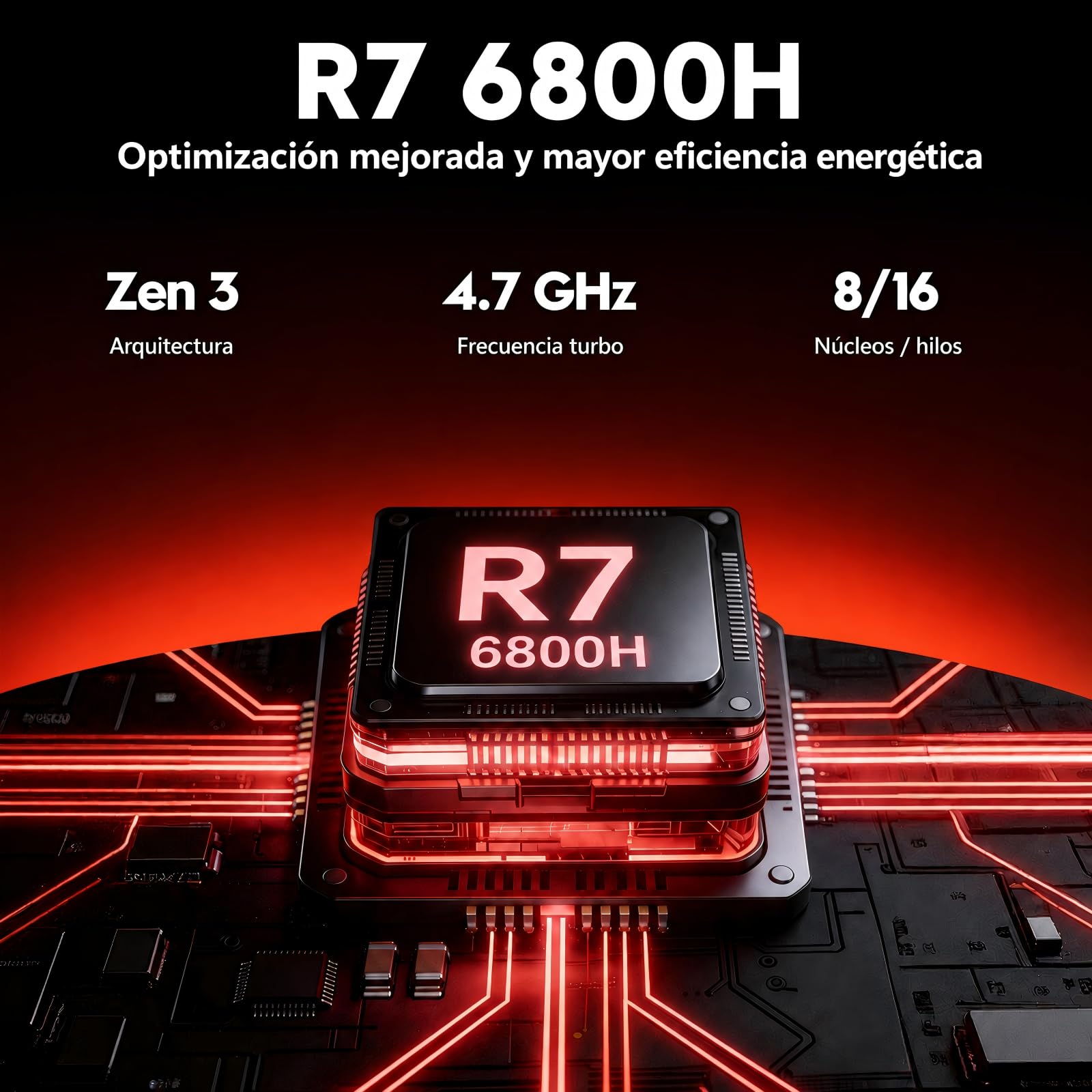 Portátil Gaming 15,6", R7 6800H, 32GB RAM, 1TB SSD, FHD, Win 11