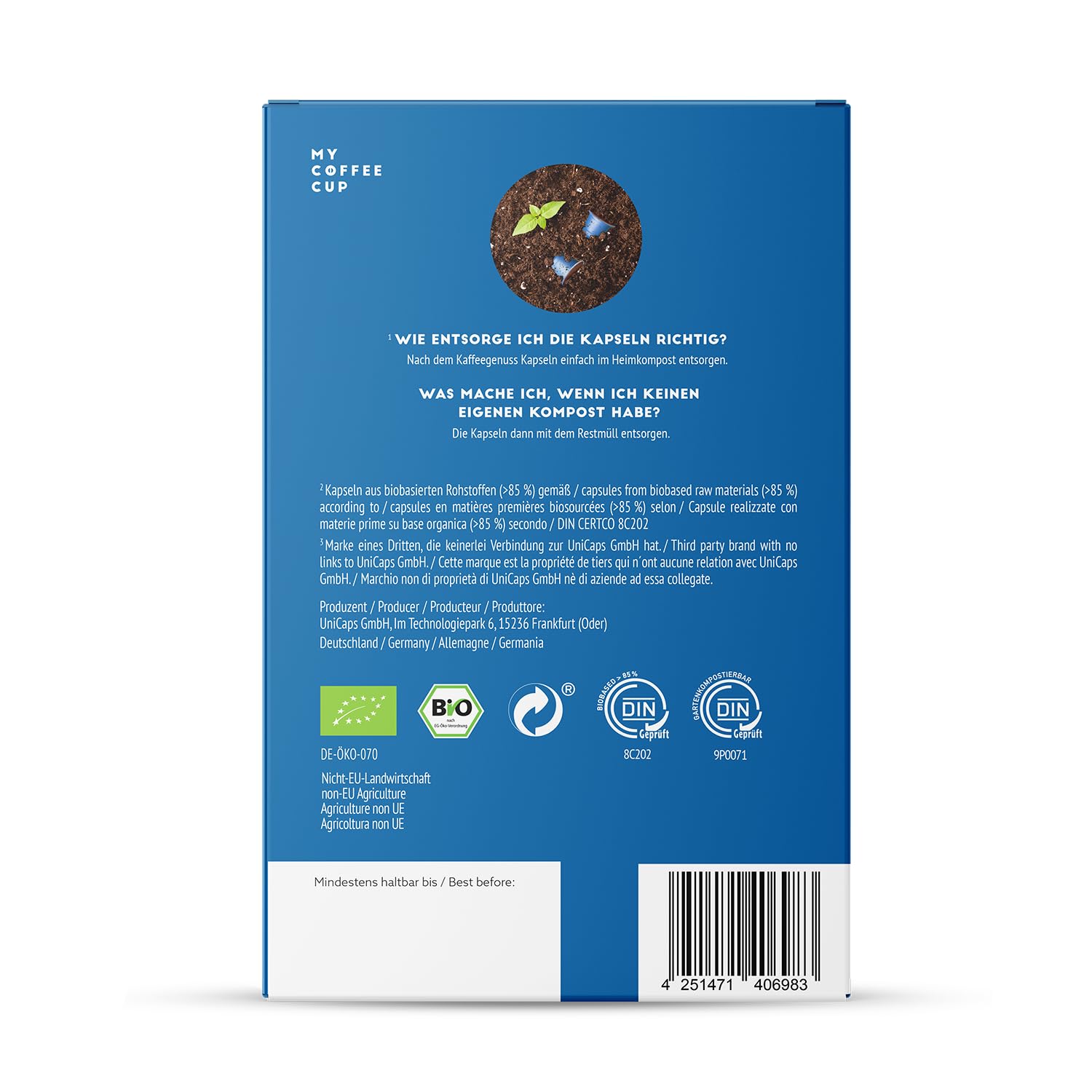My Coffee Cup – MEGA BOX LUNGO CAFFÈ CREMA – BIO-KAFFEE I 100 Kaffeekapseln für Nespresso®³-Kapselmaschinen I 100% heim- und gartenkompostierbare I nachhaltig – 0% Alu