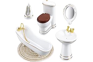 Skylety 6-Piece Dollhouse Bathroom Set